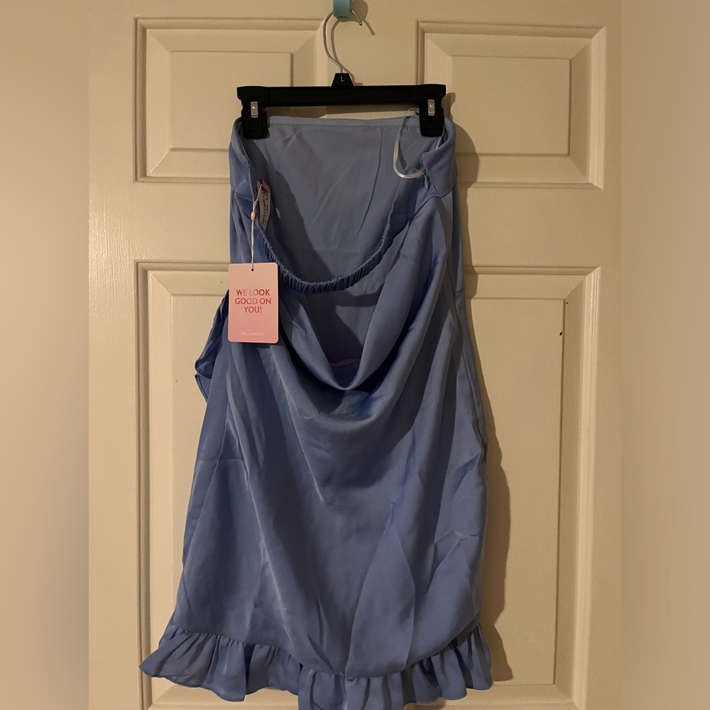HELLO MOLLY blue strapless ruffle dress - Picture 3 of 4